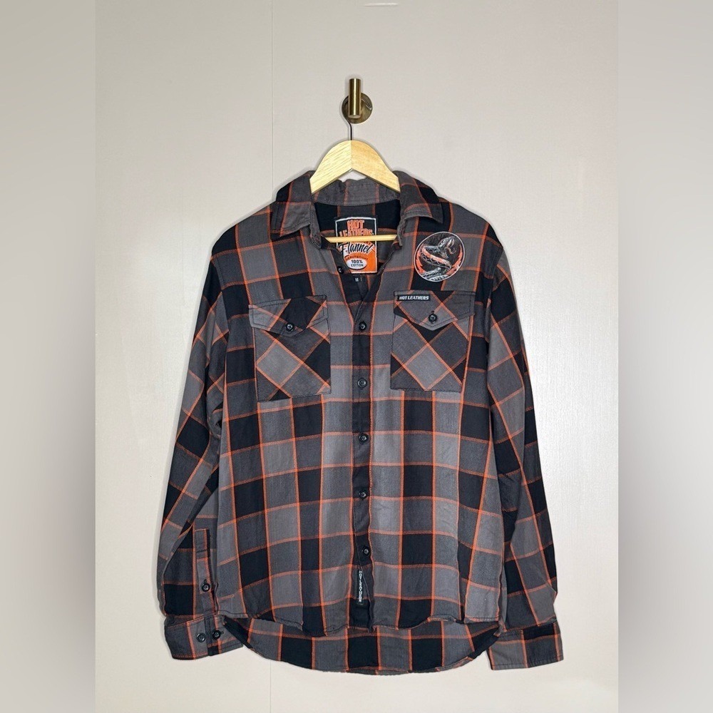 Hot Leathers Cobra‎ Heavyweight Flannel Shirt Biker Moto Grunge Men's Medium